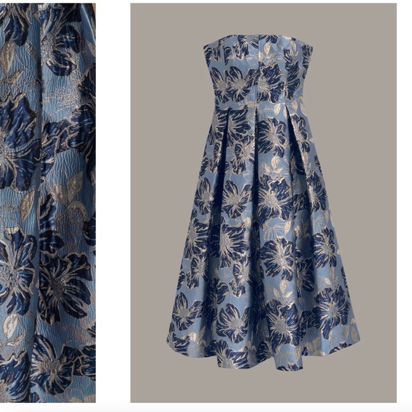 Donna Karan Strapless Blue Floral Dress - Picture 4 of 4